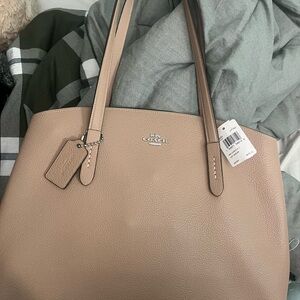 Coach Beige Leather Tote Bag